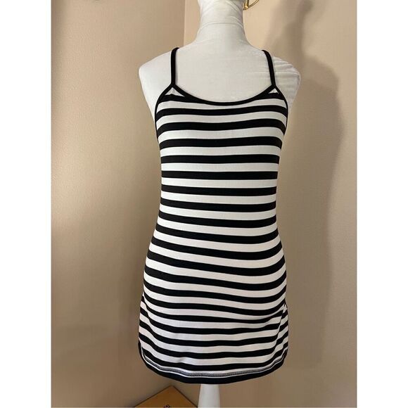 Lululemon Apex Stripe Black Angel Wing / Black Power Y Athletic Tank Top Size 6 - Picture 1 of 7